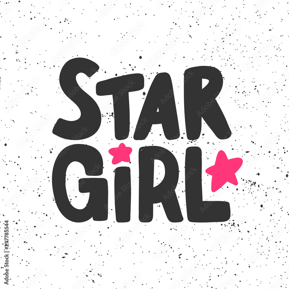 Star girl. Sticker for social media content. Vector hand drawn illustration design.