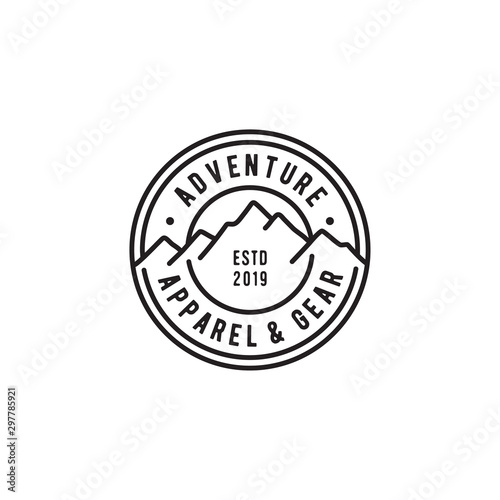 Vintage Retro Mountain Stamp for Adventure Team Outdoor Gears Label Logo design