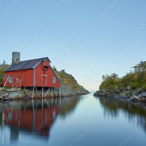 Typical red house of norway