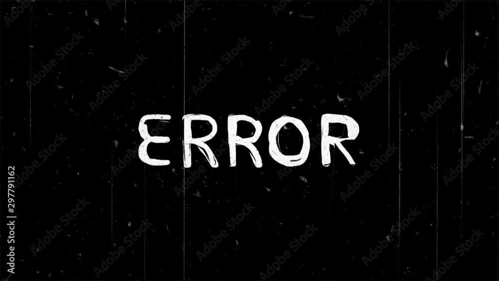 White Error text on black