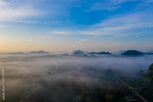 Morning sunrise with cloud over mountain in Surat Thani province  Thailand