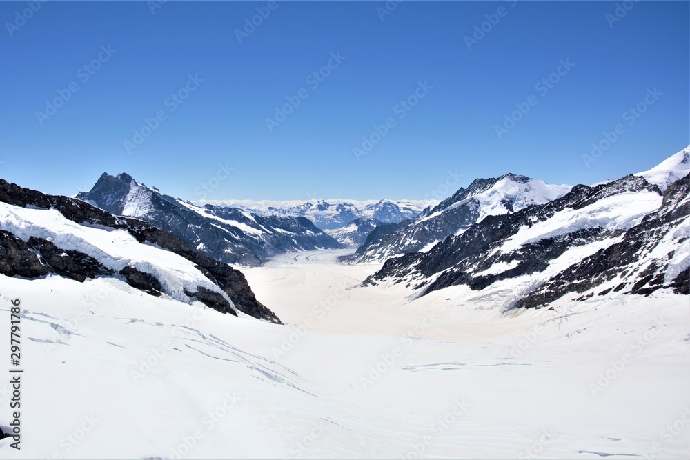 Panorama del glaciar del Jungfrau en Suiza