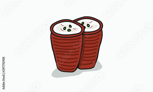 Lassi Indian Drink Hand Drawn Vector sketch