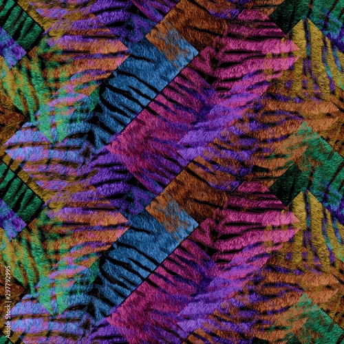 Seamless abstract pattern. Multi-colored velvet. Ornament.