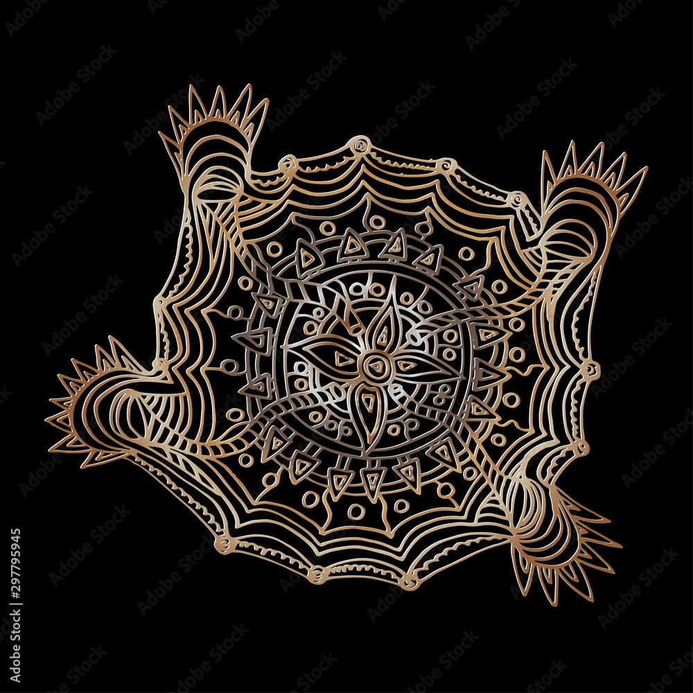 Flower mandala. Decorative round elements, doodle