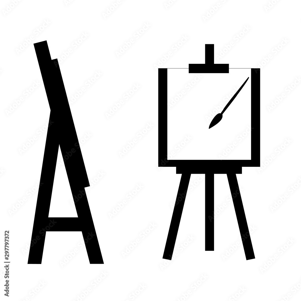 Silhouette image easel or painting art board with white canvas. Vector illustration Silhouette image easel or painting art board with white canvas. Vector illustration