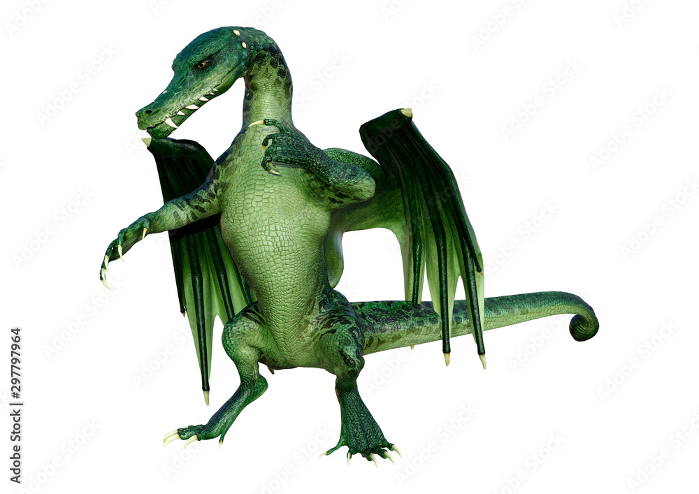 Fototapeta premium 3D renderowania Bajkowy smok na białym tle