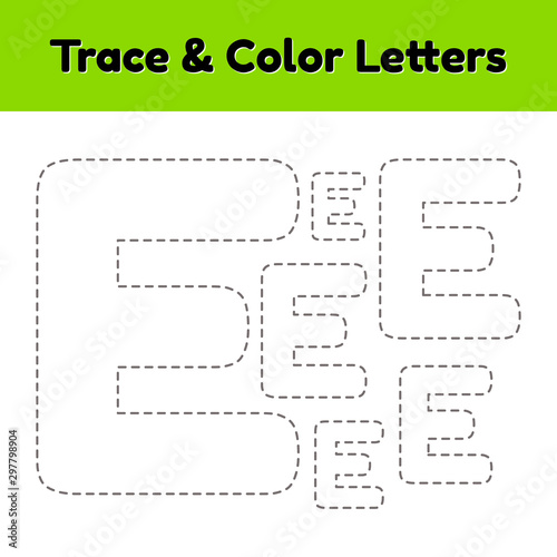 Trace line letter for kindergarten and preshool kids. Write and color.