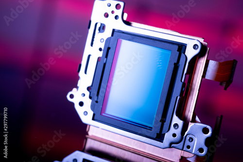 modern CMOS  camera Image sensor. digital dslr camera cmos sensor removed from camera. photo