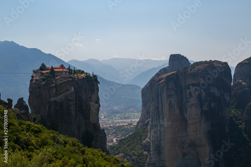 a magnificent daytime trip through the Kalambaka mountains to the Meteora monastery complex with beautiful views from different points and rocks. Thessaly, Greece