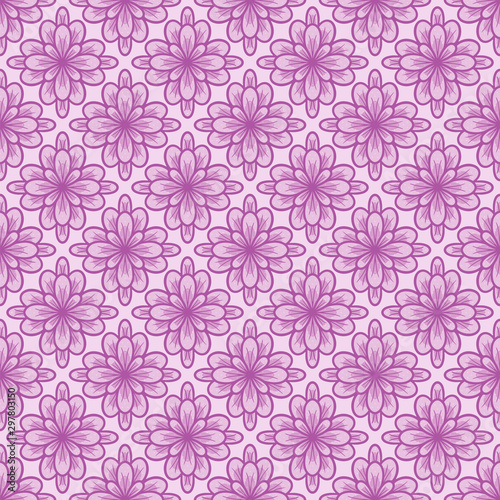 Geometric tiled floral seamless pattern