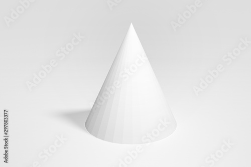 Geometric real Cone on White background. 3d illustration