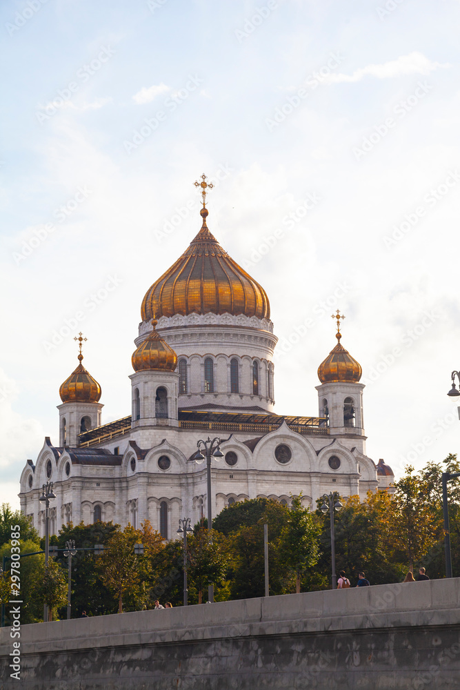 Cathedral of Christ the Savior on a clear day against the sky. Moscow. Russia.
