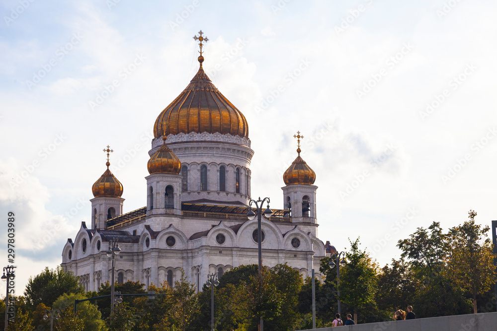 Cathedral of Christ the Savior on a clear day against the sky. Moscow. Russia.