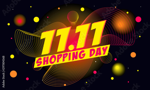 11.11 Shopping day sale poster or flyer design, vector illustration