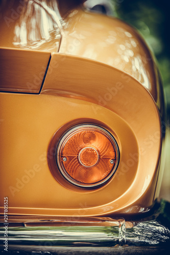 Red tail light of a classical vintage car