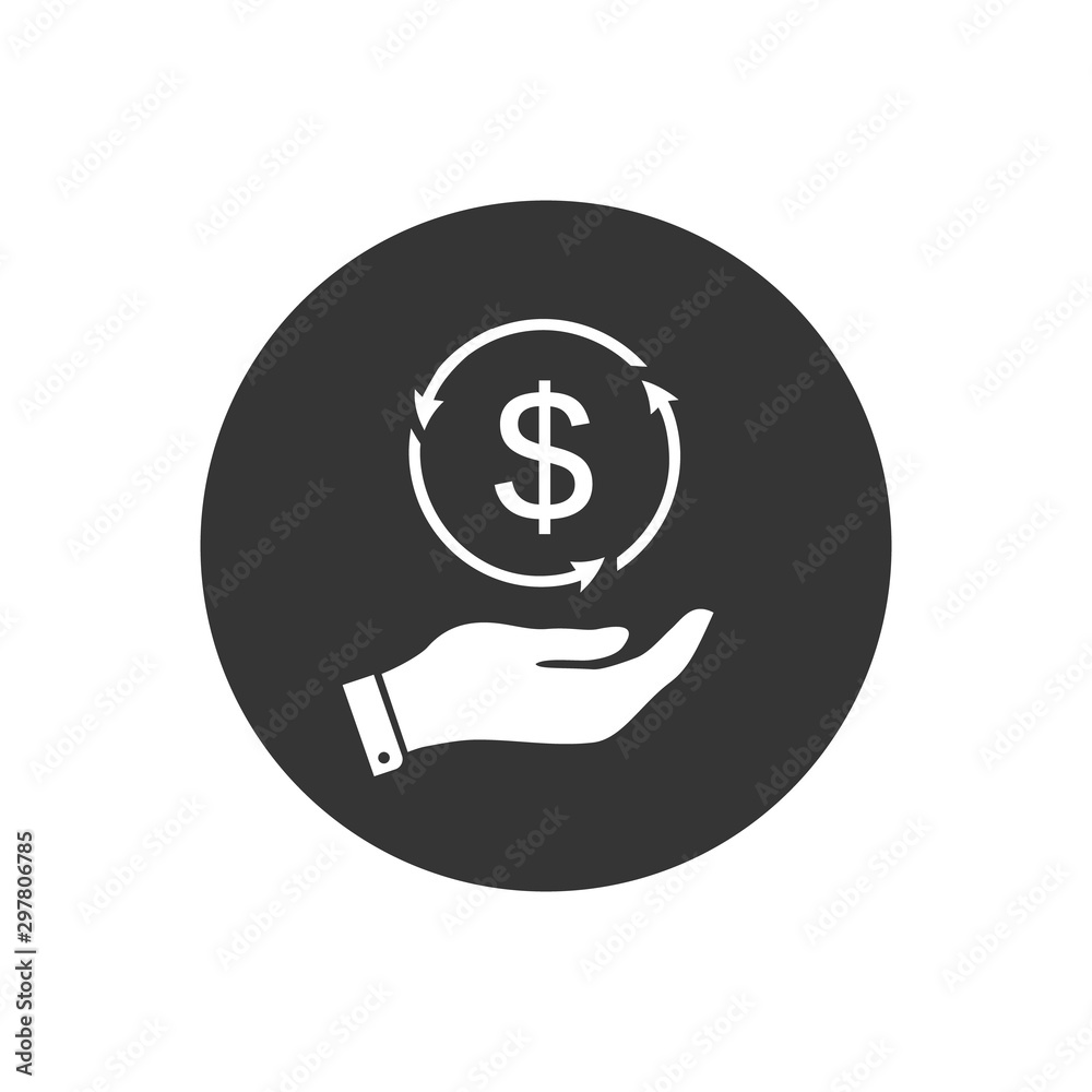 Dollar money on hand icon vector for investment and stock market Dollar money on hand icon vector for investment and stock market