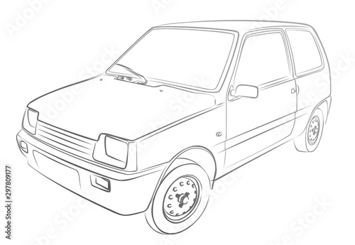 The Sketch of a old retro car.