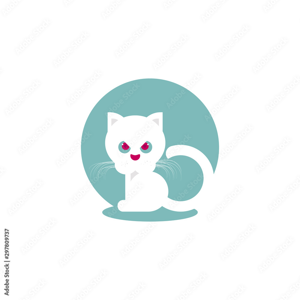 white cat angry red eyes vector illustration white cat angry red eyes vector illustration