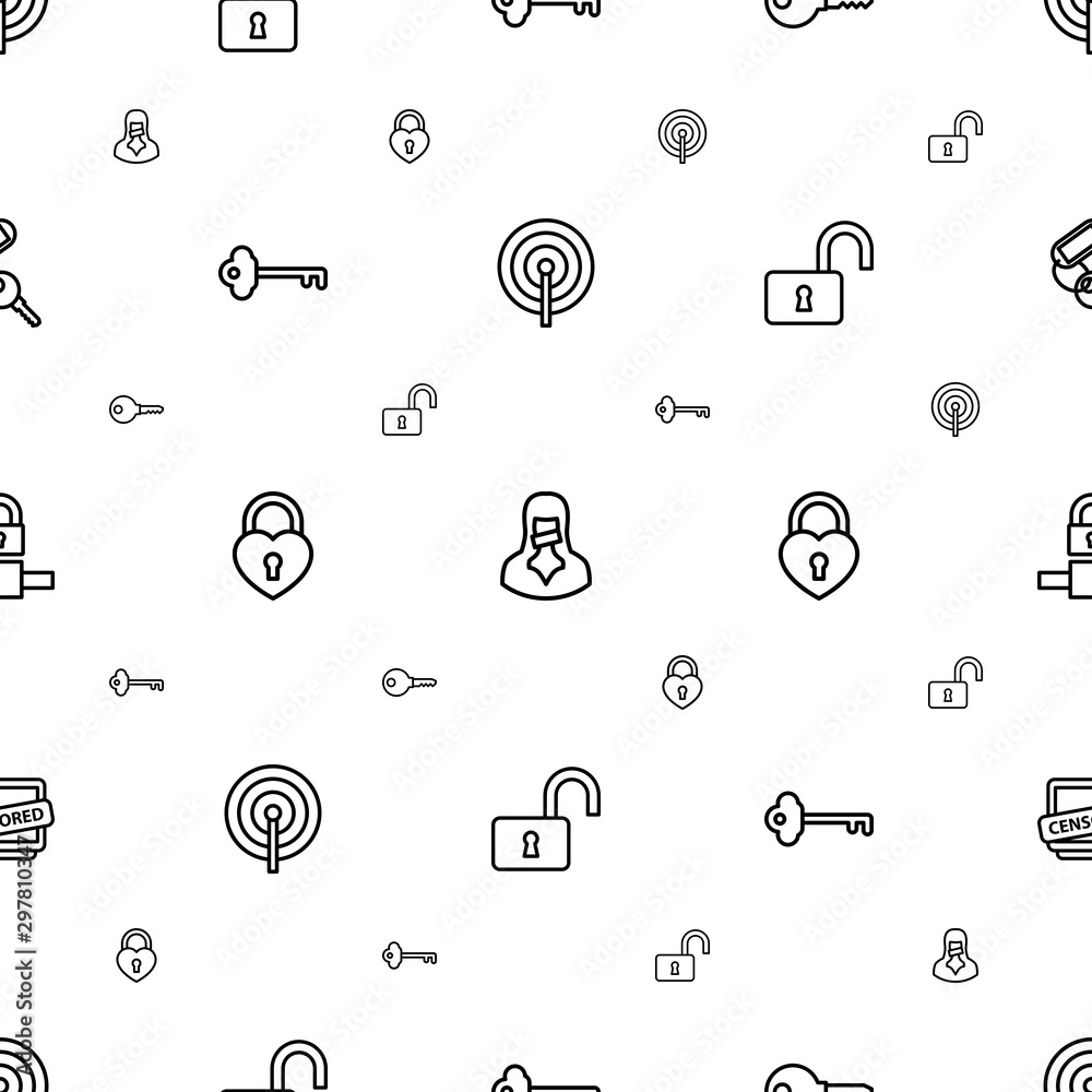secret icons pattern seamless white background