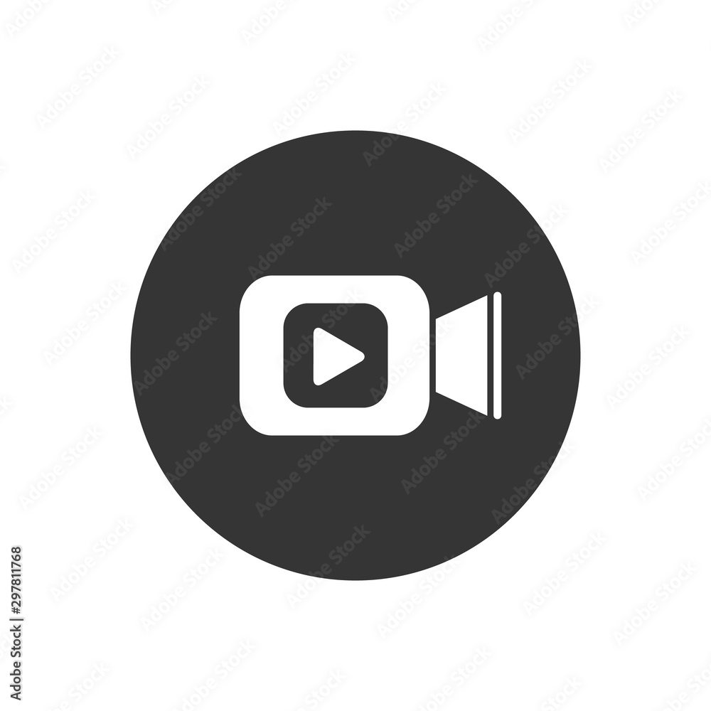 Video camera icon in flat style. Movie play vector on white isolated background. Video streaming business concept