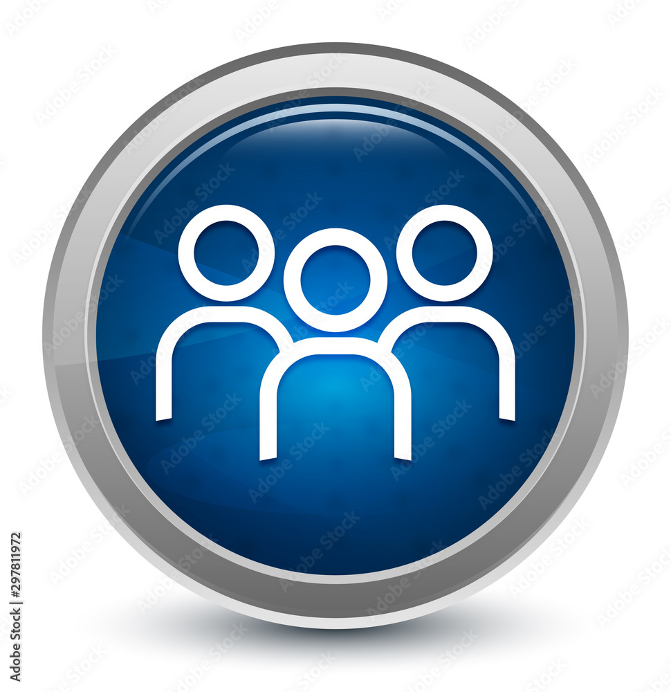 User group icon starburst shiny blue round button illustration design concept User group icon starburst shiny blue round button illustration design concept
