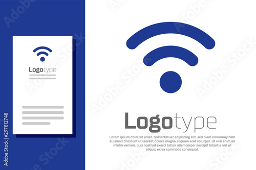 Blue Wi-Fi wireless internet network symbol icon isolated on white background. Logo design template element. Vector Illustration
