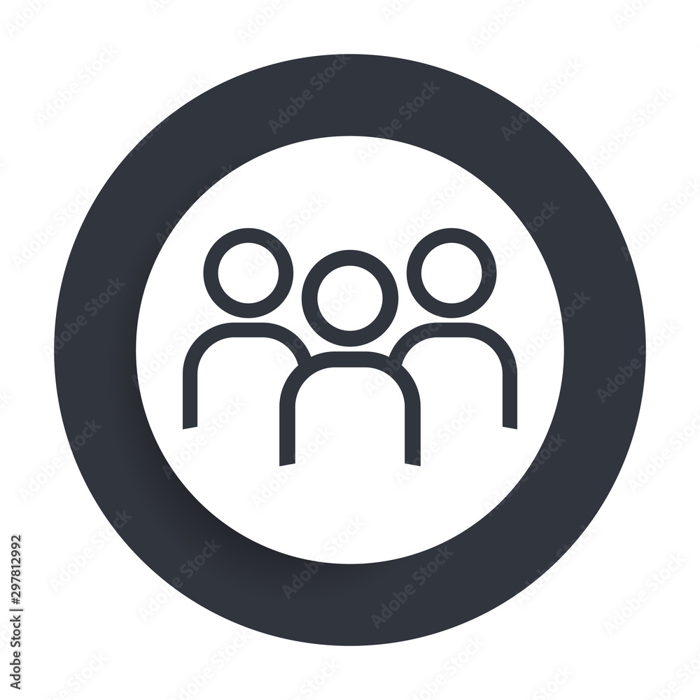 User group icon flat vector round button clean black and white design concept isolated illustration User group icon flat vector round button clean black and white design concept isolated illustration