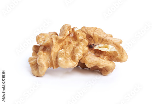 Macro shot of a walnut isolated on white background