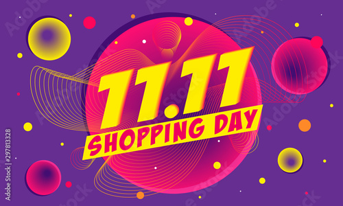 11.11 Shopping day sale poster or flyer design, vector illustration