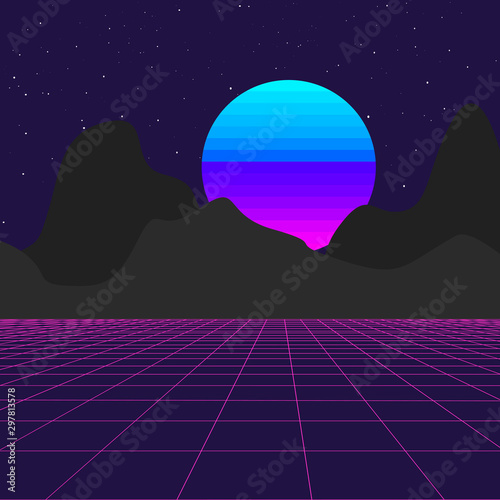 Vaporwave neon color perspective and galaxy