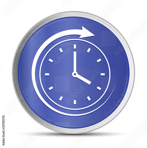 History icon prime blue round button vector illustration design silver frame push button