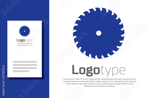 Blue Circular saw blade icon isolated on white background. Saw wheel. Logo design template element. Vector Illustration
