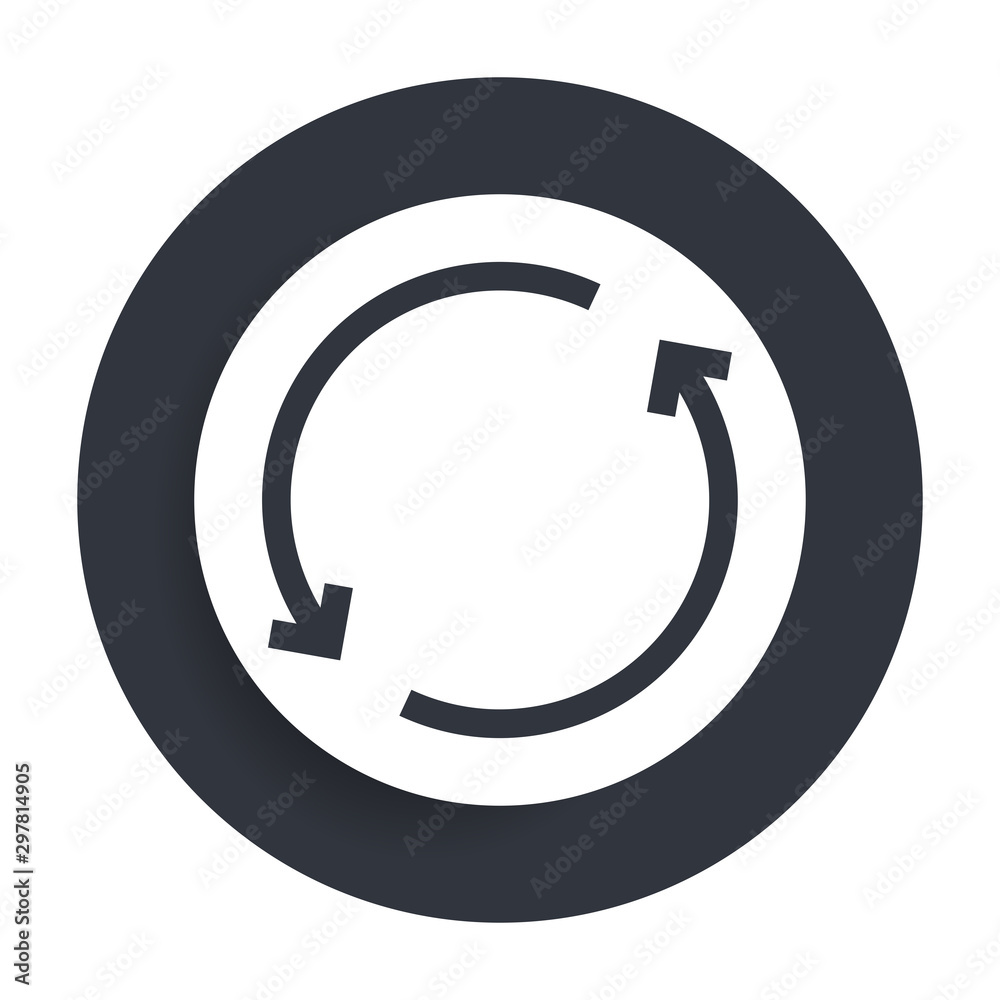 Update icon flat vector round button clean black and white design concept isolated illustration Update icon flat vector round button clean black and white design concept isolated illustration