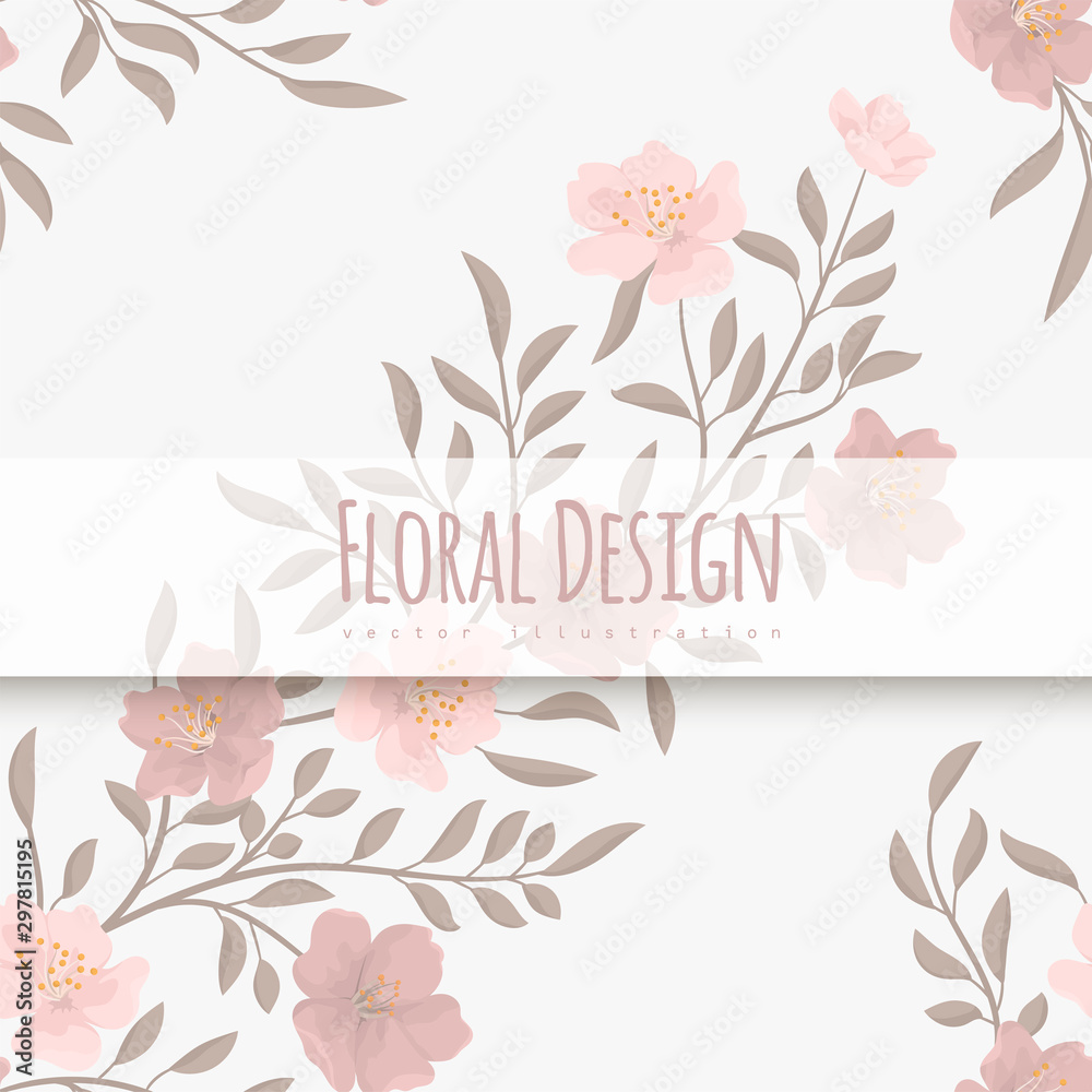 Floral yellow pattern with flowers and leaves