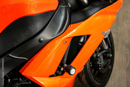 side fairing and anti-fall support of a sports motorcycle