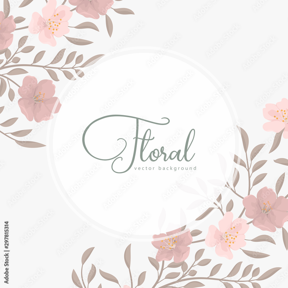 Floral clipart frame template with pink flowers