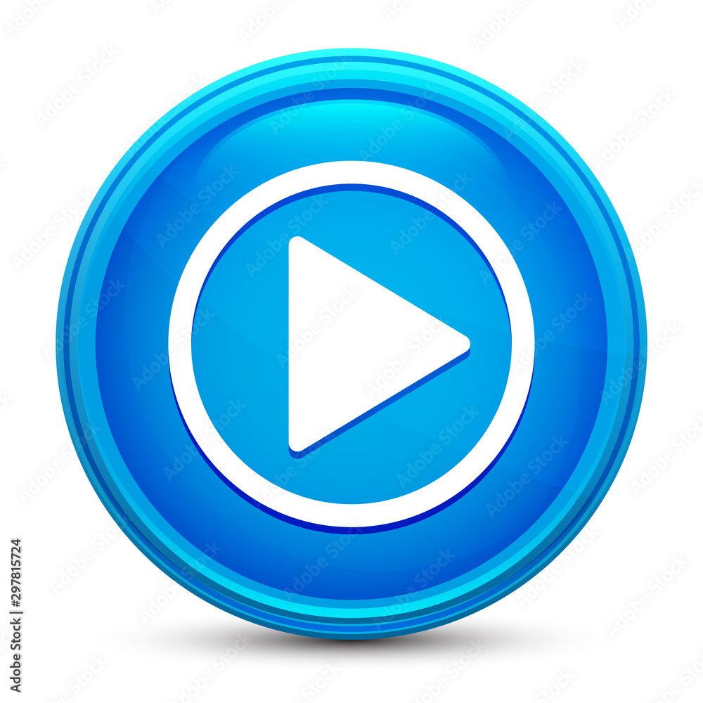 Play icon glass shiny blue round button isolated design vector illustration Play icon glass shiny blue round button isolated design vector illustration