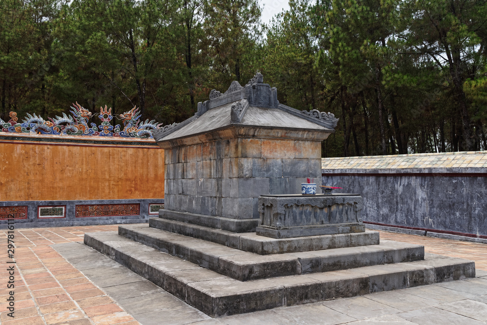 Stone grave inside of gravesite of the fourth emperor of the Nguyen dynasty Stone grave inside of gravesite of the fourth emperor of the Nguyen dynasty