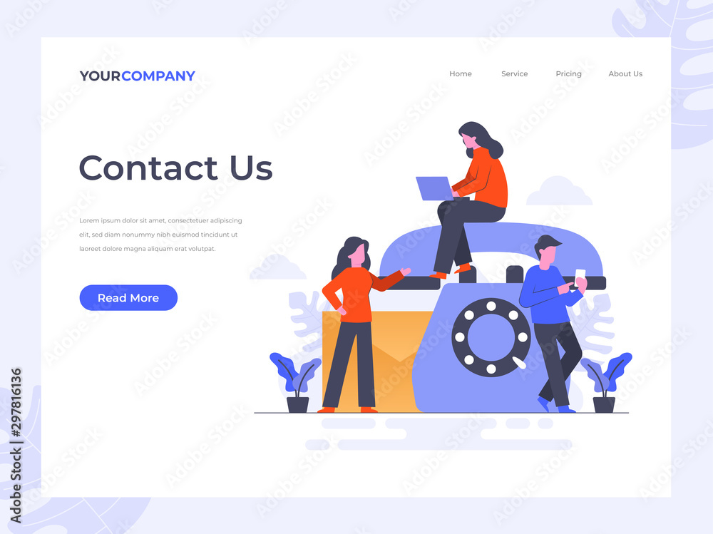 Contact Us flat vector illustration concept,can be used for landing page, ui, web, app intro card, editorial, flyer, and banner.