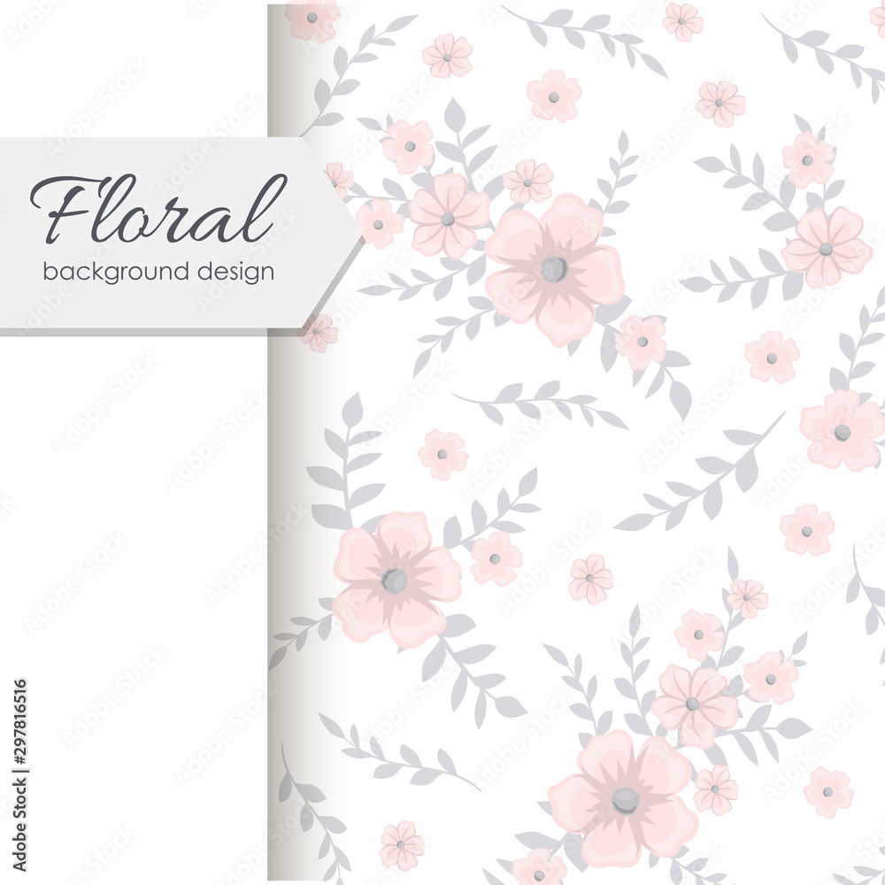 Floral clipart frame template with pink flowers