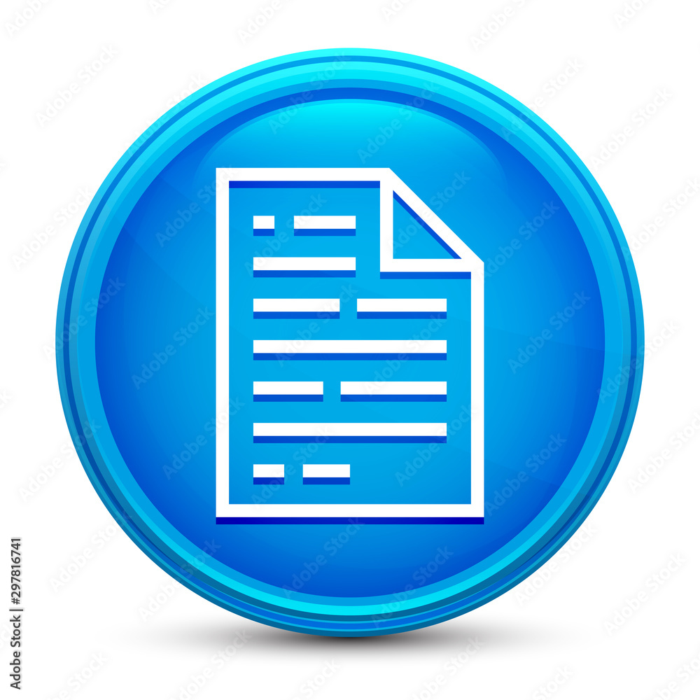 Page icon glass shiny blue round button isolated design vector illustration Page icon glass shiny blue round button isolated design vector illustration
