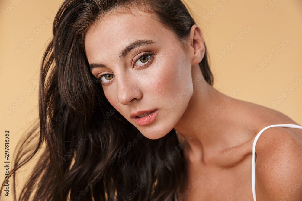 Portrait of a beautiful sensual young brunette woman Portrait of a beautiful sensual young brunette woman