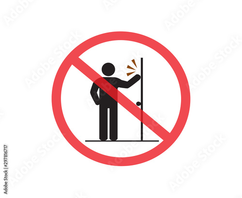 DO NOT DISTURB or DO NOT KNOCK ON THE DOOR board, Accident Prevention signs, beware and careful rhombus Sign, warning symbol, road sign and traffic symbol design concept, vector illustration.