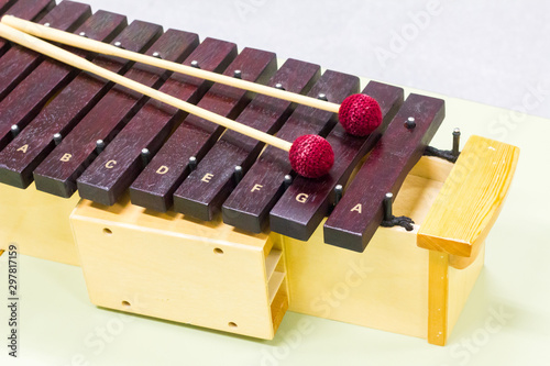 Wooden xylophone in a music classroom photo