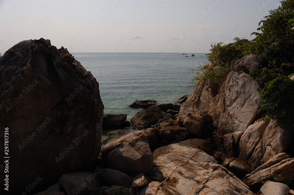 Big stones in the sea near Chalok Baan Kao, Koh Tao, Thailand Big stones in the sea near Chalok Baan Kao, Koh Tao, Thailand