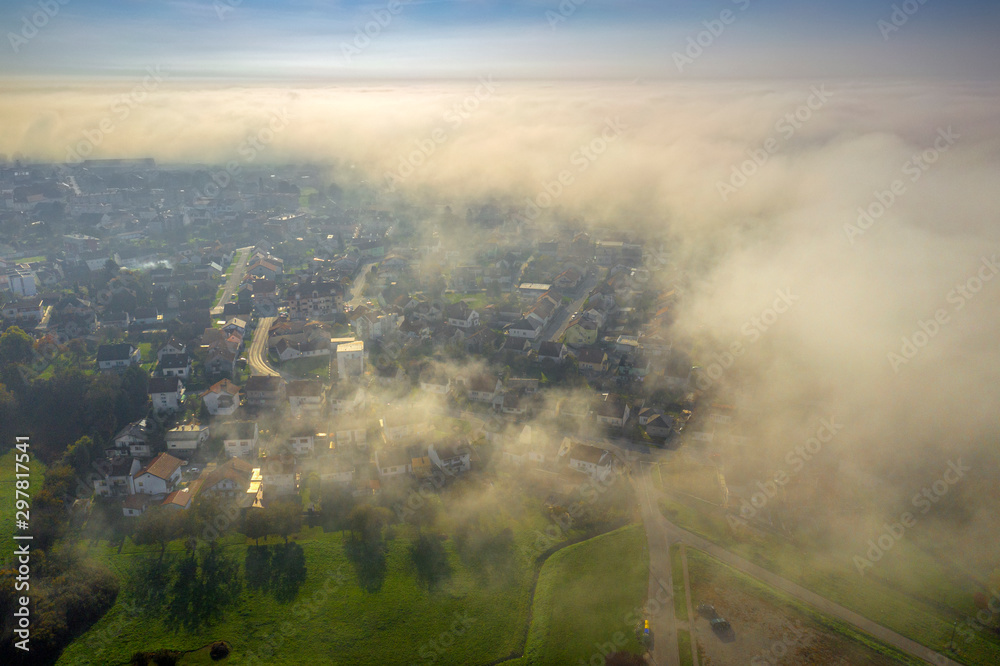 Bjelovar over clouds from above Bjelovar over clouds from above