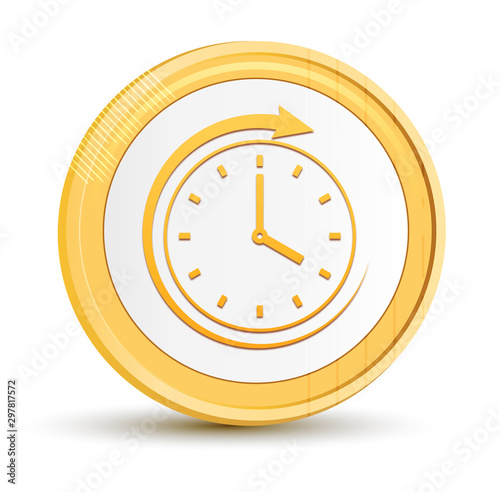 History icon gold round button golden coin shiny frame luxury concept abstract illustration isolated on white background