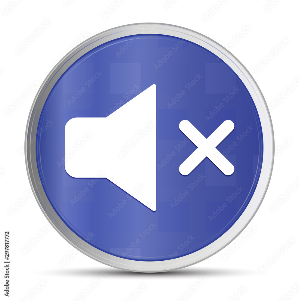 Mute speaker icon prime blue round button vector illustration design silver frame push button Mute speaker icon prime blue round button vector illustration design silver frame push button
