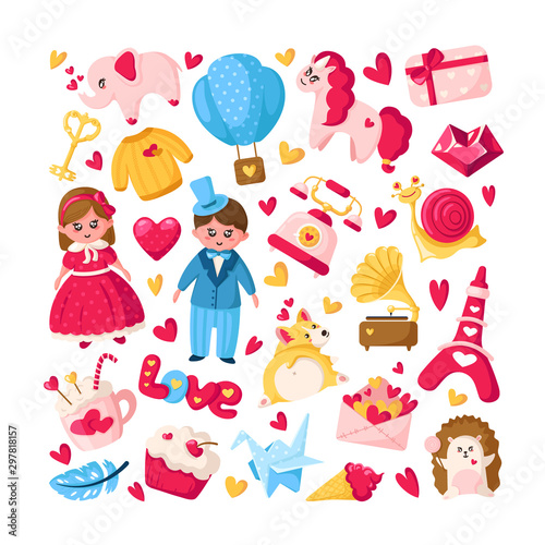 Cute cartoon valentines day